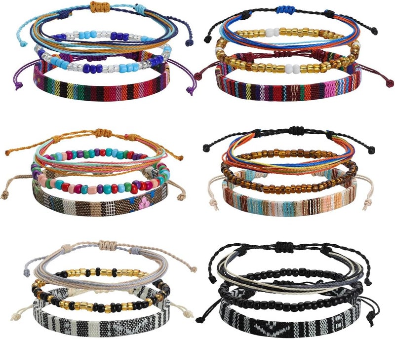 Mannikesi Beach Bracelet Set for Men and Women, Surfer Men Bracelet, Braided Boho Summer Bracelets Adjustable Men's Bracelet Handmade Women Bracelet String Rope Ankle Bracelets Birthday Gift - Image 1